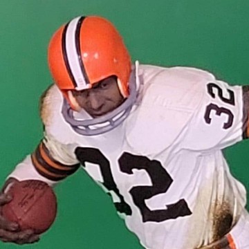 Jim Brown NFL Exclusive HOF white jersey no helmet numbers - DRJ West Texas